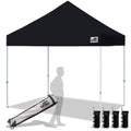 Eurmax Usa 8'X8' Pop Up Canopy Tent Commercial Instant Canopies With Heavy Duty Roller Bag,Bonus 4 Sand Weights Bags (Black)