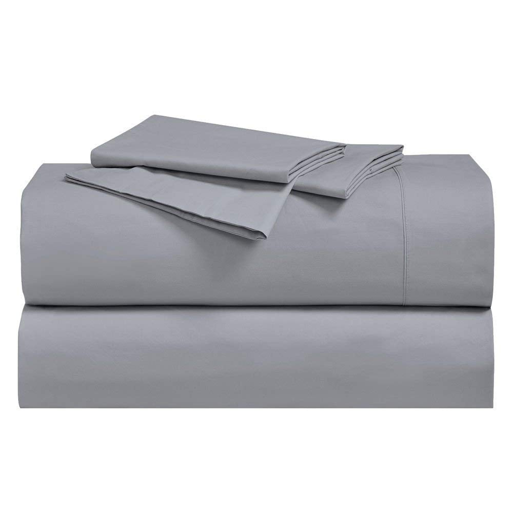 Royal Hotel Bedding Abripedic Crispy Percale Sheets, 300-Thread-Count, 5Pc Solid Sheet Set, 100% Cotton, Up To 18 Inch Deep Pock
