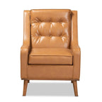 Baxton Studio Daley Modern and Contemporary Tan Faux Leather Upholstered and Walnut Brown Finished Wood Lounge Armchair