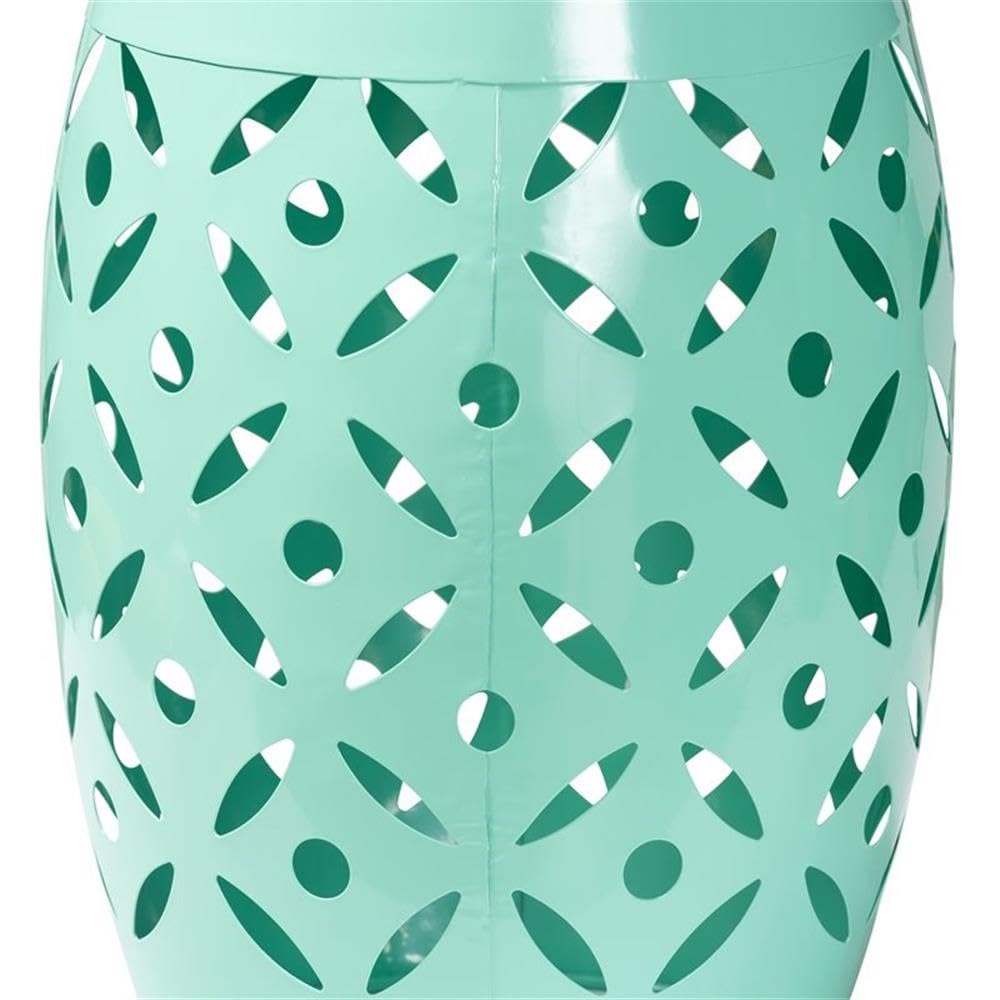 Baxton Studio Hallie Modern and Contemporary Aqua Finished Metal Outdoor Side Table Metal/Aqua
