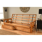 Kodiak Furniture Monterey Queen-Size Butternut Wood Storage Futon-Gray Mattress