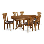 East West Furniture PLAV7-SBR-LC 7 Piece Dining Set Consist of an Oval Dining Table with Butterfly Leaf and 6 Faux Leather Kitchen Room Chairs, 42x78 Inch, Saddle Brown