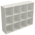 OSCHF 12-Cube Storage Shelf Bookcase - Wooden 3-Tier Floor Standing Open Bookshelf for Home and Office, Display Cabinet, Warm Wh