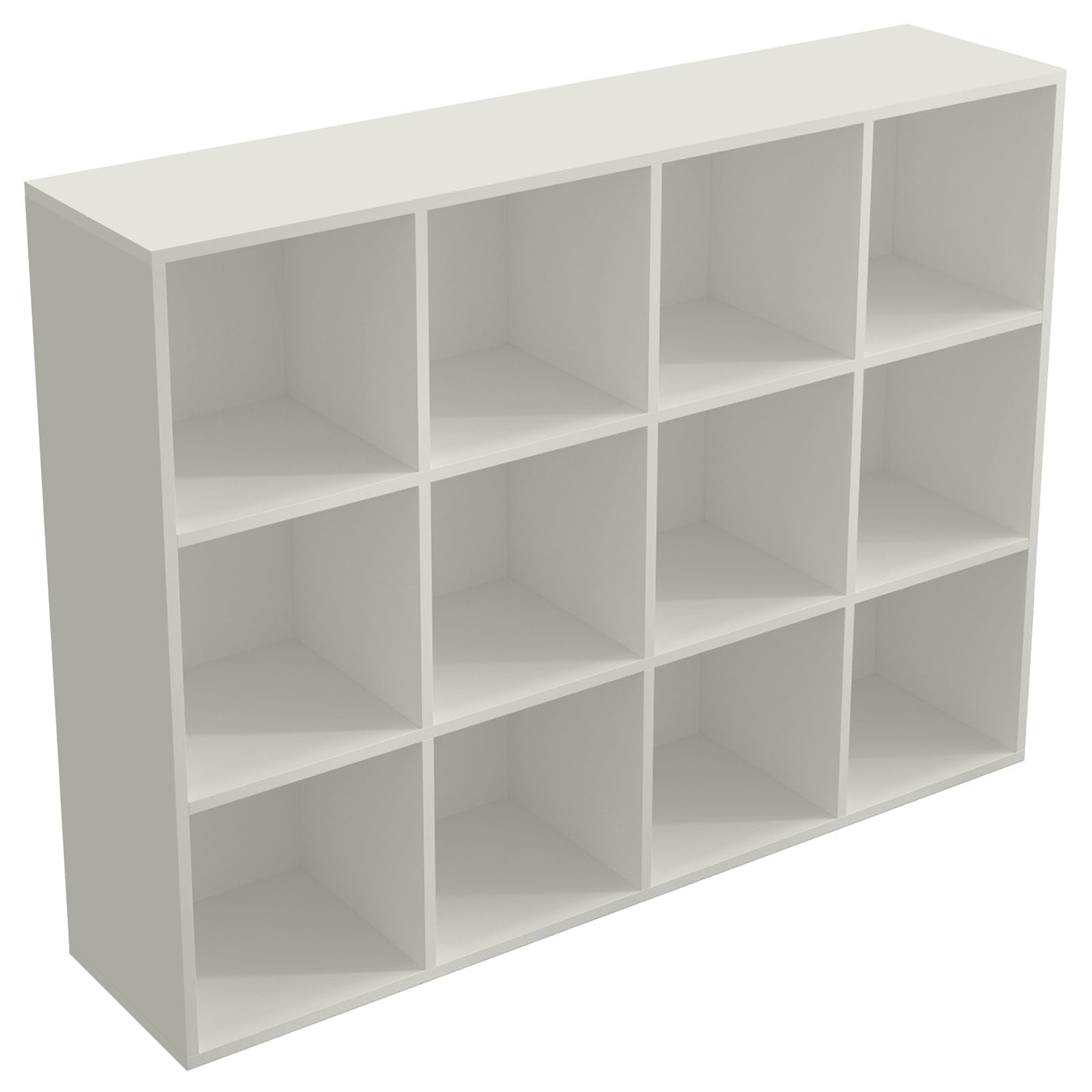 OSCHF 12-Cube Storage Shelf Bookcase - Wooden 3-Tier Floor Standing Open Bookshelf for Home and Office, Display Cabinet, Warm Wh