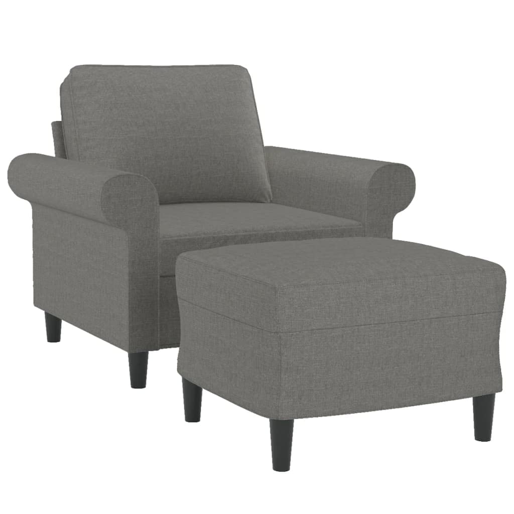 vidaXL Modern Sofa Chair with Footstool in Dark Gray - Comfortable Fabric Lounge Seating for Living Room and Office Space