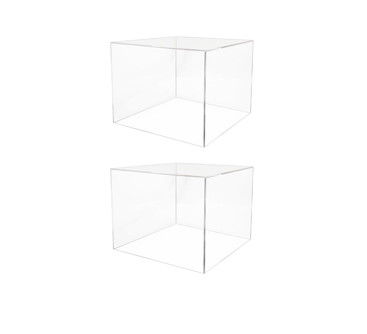 2 Pack Acrylic Display Riser Box with One Open Side Versatile 12'' x 12'' x 9'' No LId Clear Dust Cover Retail Product Riser or 