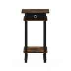 Furinno Turn-N-Tube Tall End Side Night Stand/Bedside Table with Bin Drawer, 1-Pack, Amber Pine/Black/Black