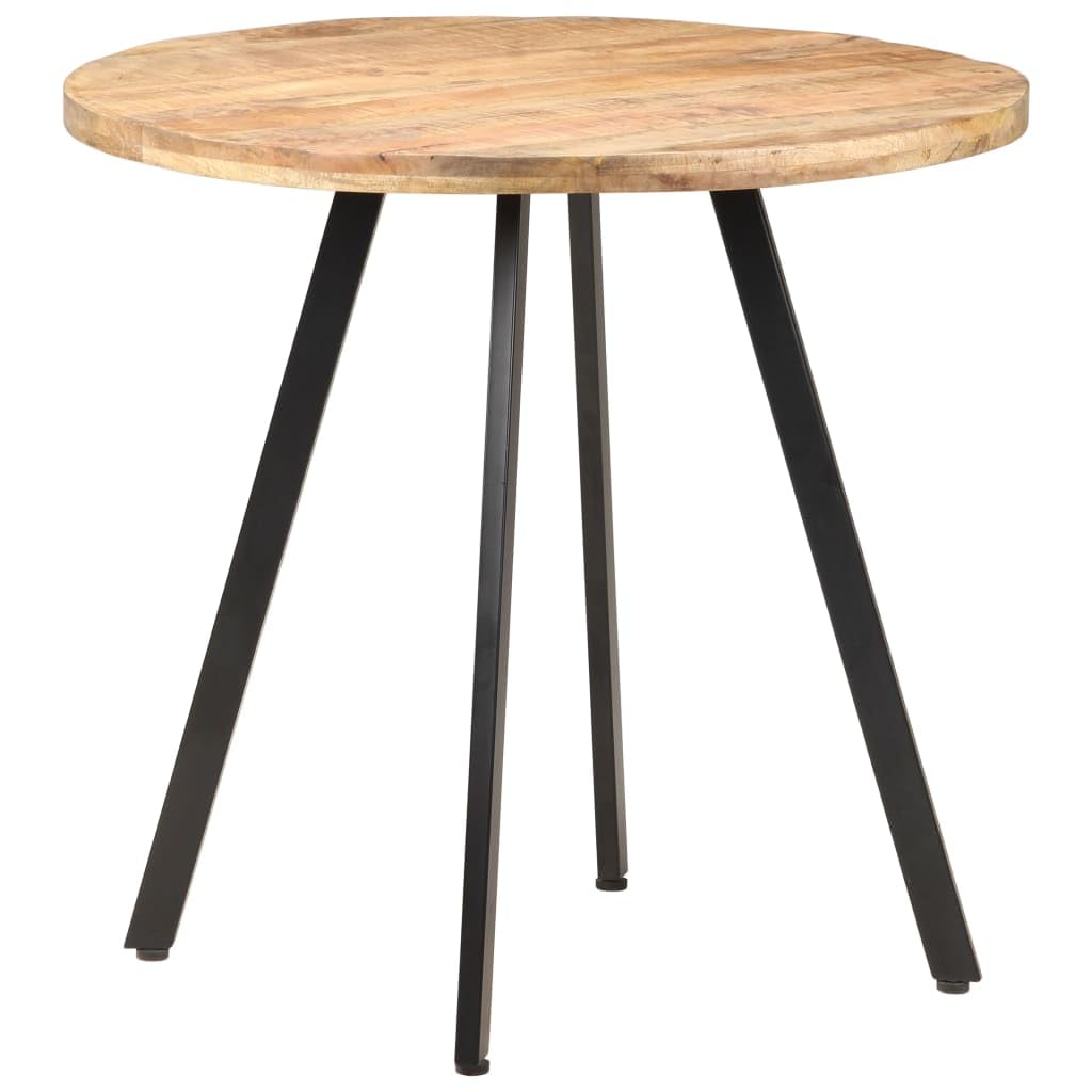 vidaXL Handmade Dining Table - Round Design, Industrial Style with Black Powder-Coated Iron Legs - Rough Mango Wood - Brown, Diameter 31.5in
