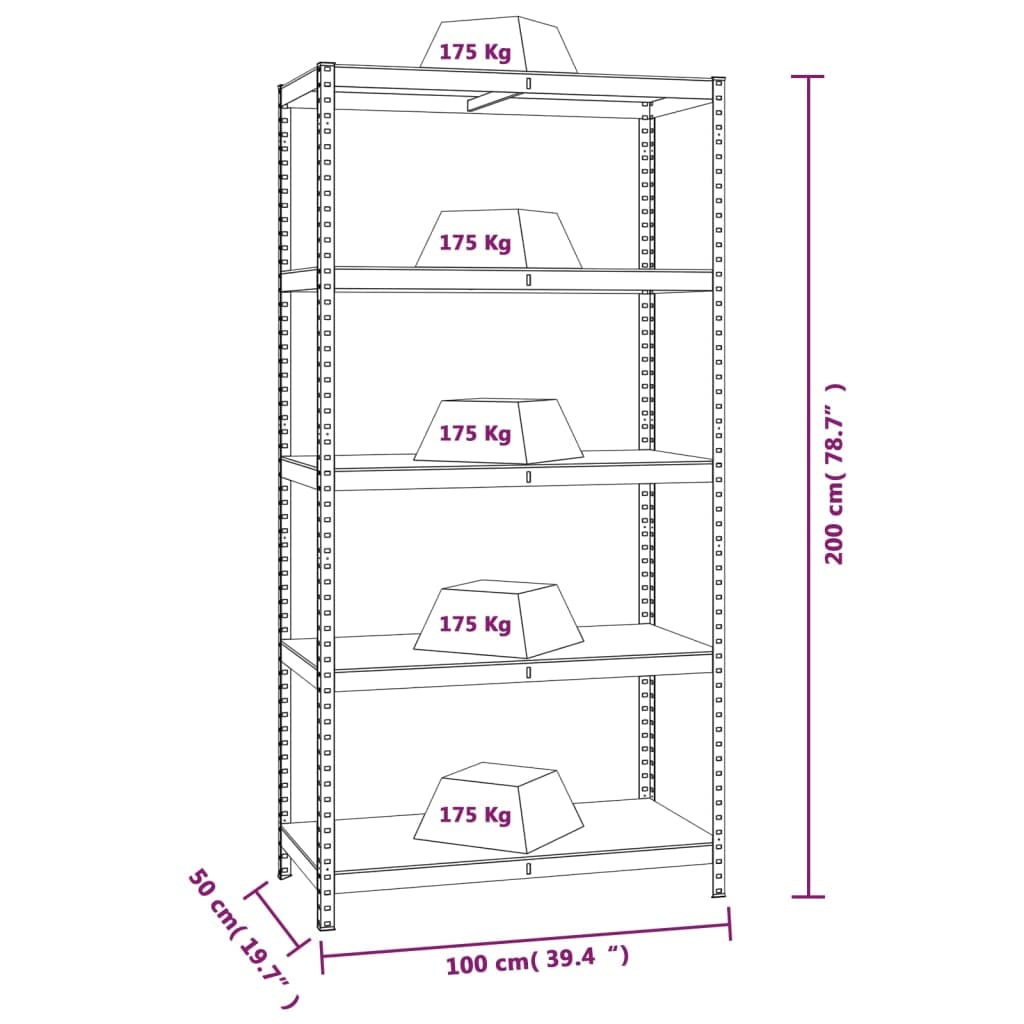 Vidaxl 5-Layer Storage Shelves - High-Capacity, Durable, Steel & Engineered Wood Racks, Ideal For Residential And Commercial Use - Modern Design, Blue
