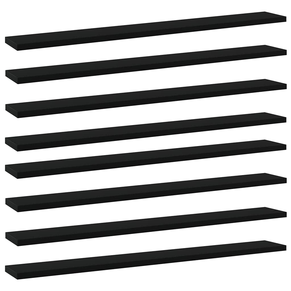 vidaXL Modern Black Bookshelf Boards, 8 pcs, Quality Engineered Wood, 31.5x3.9x0.6, Easy to Clean, Replacement Boards, Additional Storage Space.