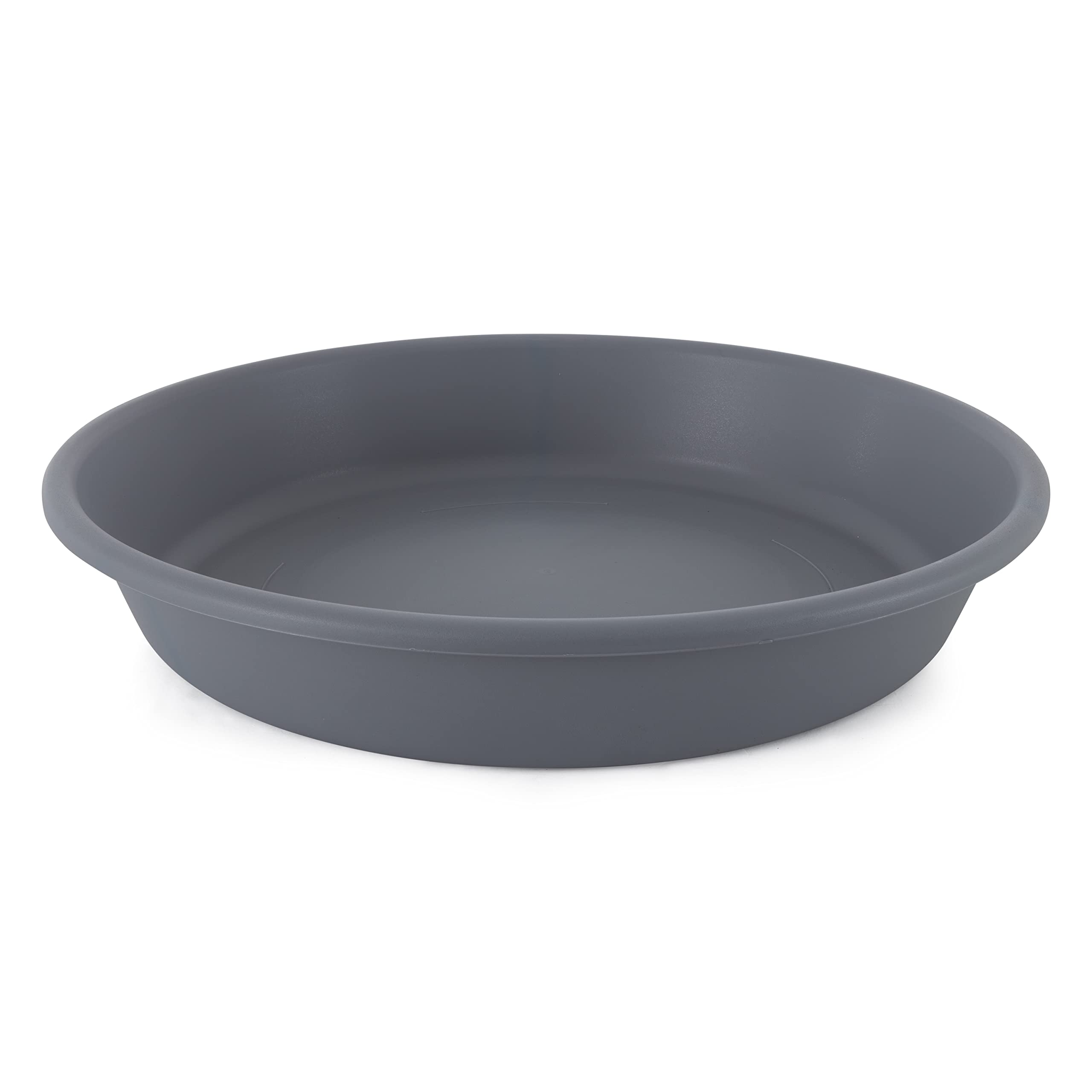 The Hc Companies 21 Inch Round Plastic Classic Plant Saucer - Indoor Outdoor Plant Trays For Pots - 21'X21'X3.63' Warm Gray
