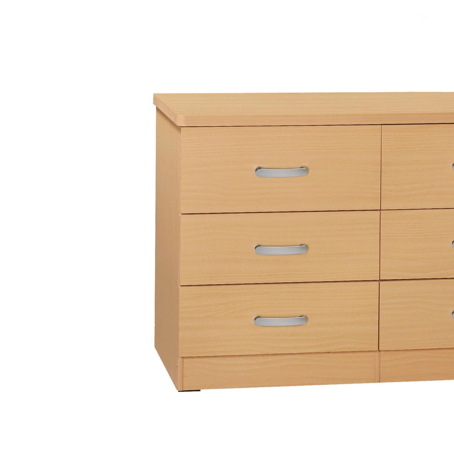 Better Home Products DD and PAM 6 Drawer Engineered Wood Bedroom Dresser in Beech