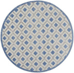 HomeRoots Blue/Grey 100% Polypropylene 4â?? Round Blue and Gray Indoor Outdoor Area Rug