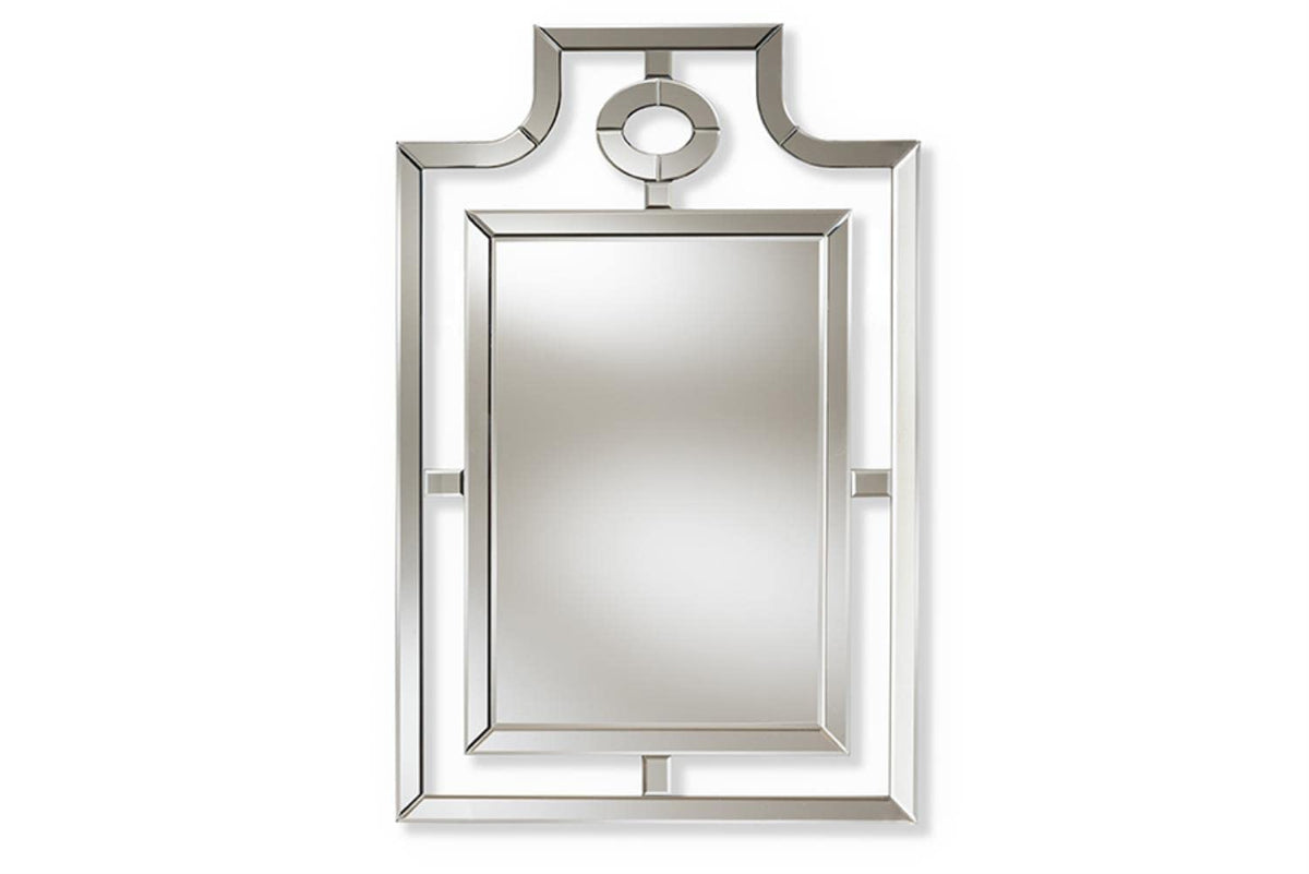 Baxton Studio Iria Modern and Contemporary Silver Finished Pagoda Wall Accent Mirror