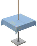 Queenker Outdoor Tablecloth With Umbrella Hole, Minimalist Lines Leaves Flowers Blue Square Tables Waterproof Tabletop Collectio