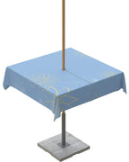 Queenker Outdoor Tablecloth With Umbrella Hole, Minimalist Lines Leaves Flowers Blue Square Tables Waterproof Tabletop Collectio