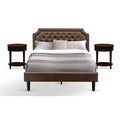 East West Furniture Gb25Q-2Hi0M 3-Pc Wooden Set For Bedroom -Frame And 2 Night Stands (Antique Mahogany)