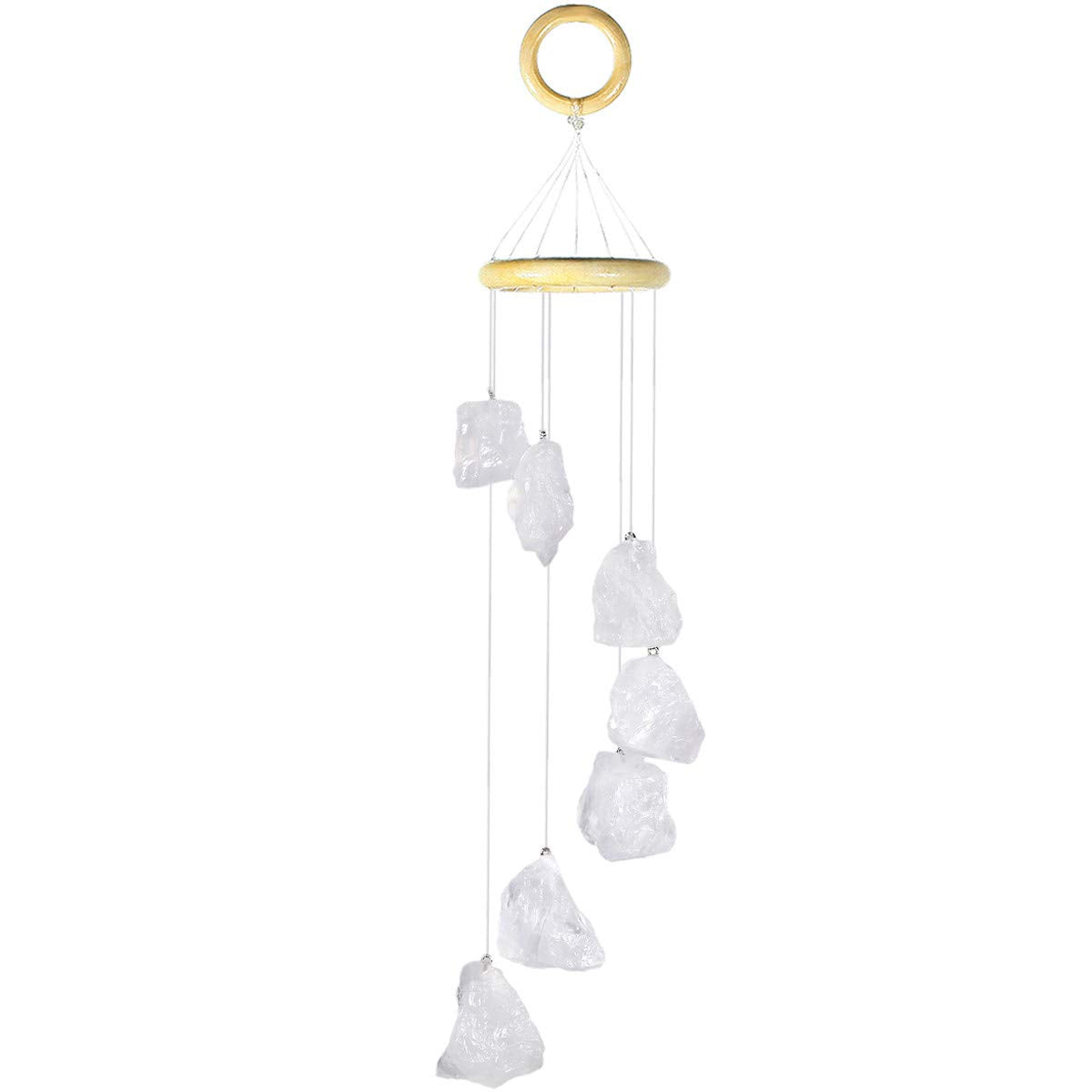 Mookaitedecor Rock Quartz Raw Stones Rough Crystals Wind Chimes For Home Garden Decoration 17-21 Inches