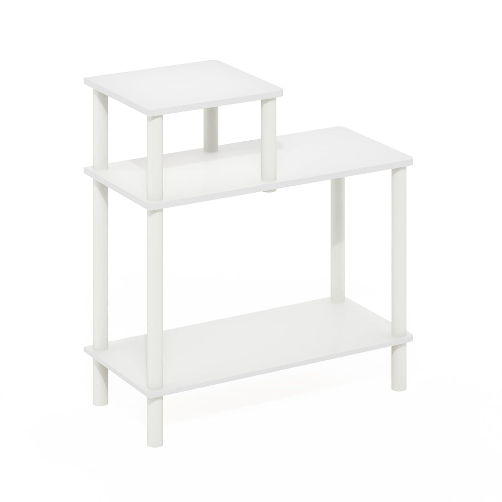 Furinno Turn-N-Tube 3-Tier Rectangular Sofa Side Table, End Table with Open Shelves, White/White