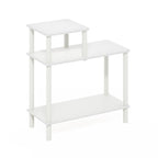 Furinno Turn-N-Tube 3-Tier Rectangular Sofa Side Table, End Table with Open Shelves, White/White