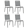 vidaXL Patio Chairs 4 Pcs, Outdoor Poly Rattan Patio Dining Set, Stackable Outdoor Chair for Patio Garden Yard, Slatted Design Steel Dark Gray