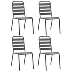 vidaXL Patio Chairs 4 Pcs, Outdoor Poly Rattan Patio Dining Set, Stackable Outdoor Chair for Patio Garden Yard, Slatted Design Steel Dark Gray