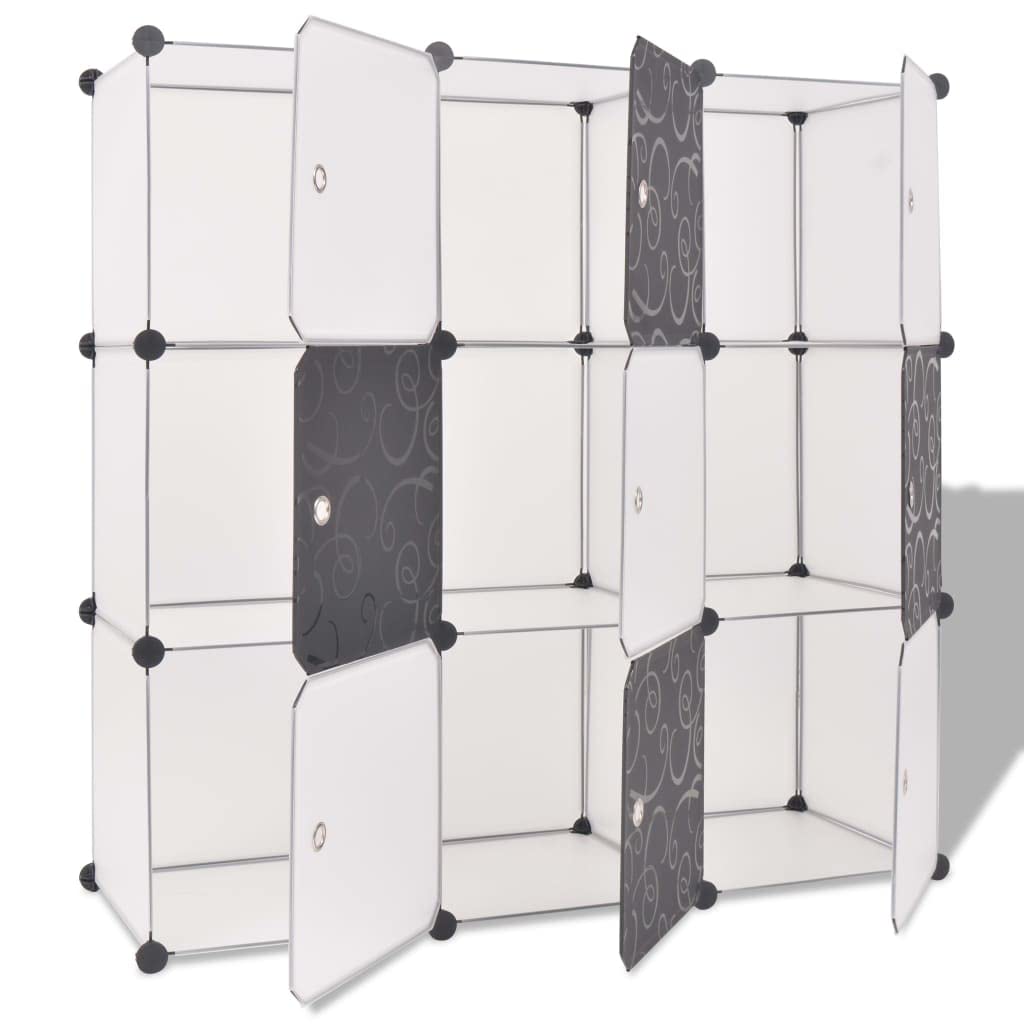 vidaXL Stylish Multifunctional Storage Cube Organizer - 9 Compartments - PP Film and Chrome-Plated Steel Wire - Easy-to-Assemble - Black and White