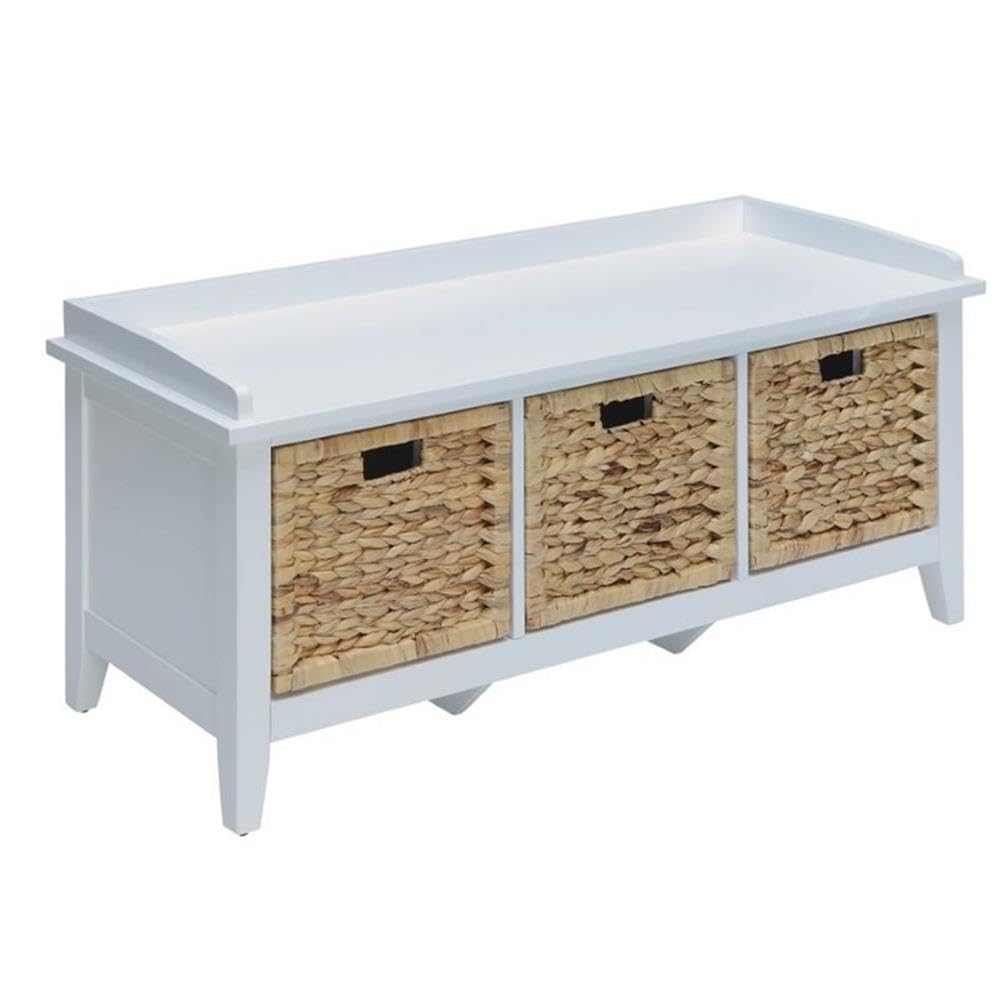 Acme Flavius 3-Drawer Wooden Storage Bench in White