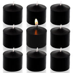 Black Votive Candles, 9 Packs Unscented Small Votives for Halloween, Wedding, Holiday Party, Home (8 Hour), 1.5' D x 1.25' H