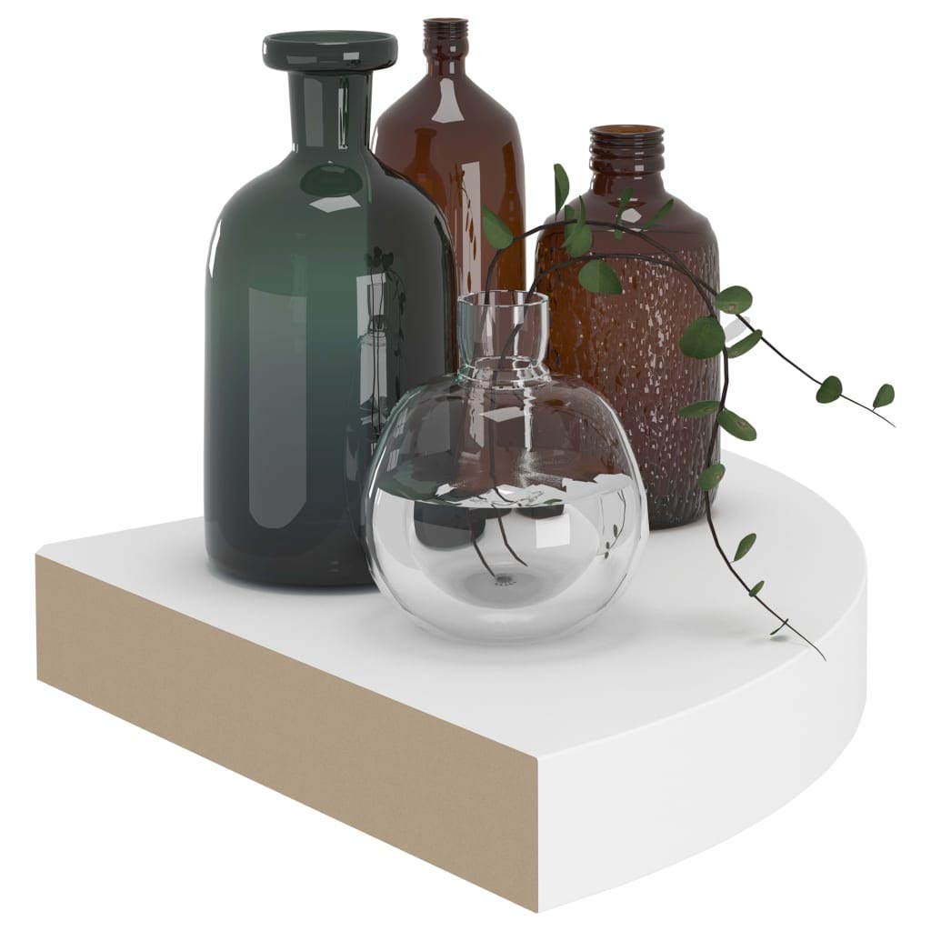 NusGear Floating Corner Shelf, Floating Angle Frame, MDF Wall Storage Rack, Suitable for The Living Room Bedroom Bathroom Kitchen, White-9.8&quot;x9.8&quot;x1.5&quot; -2pcs