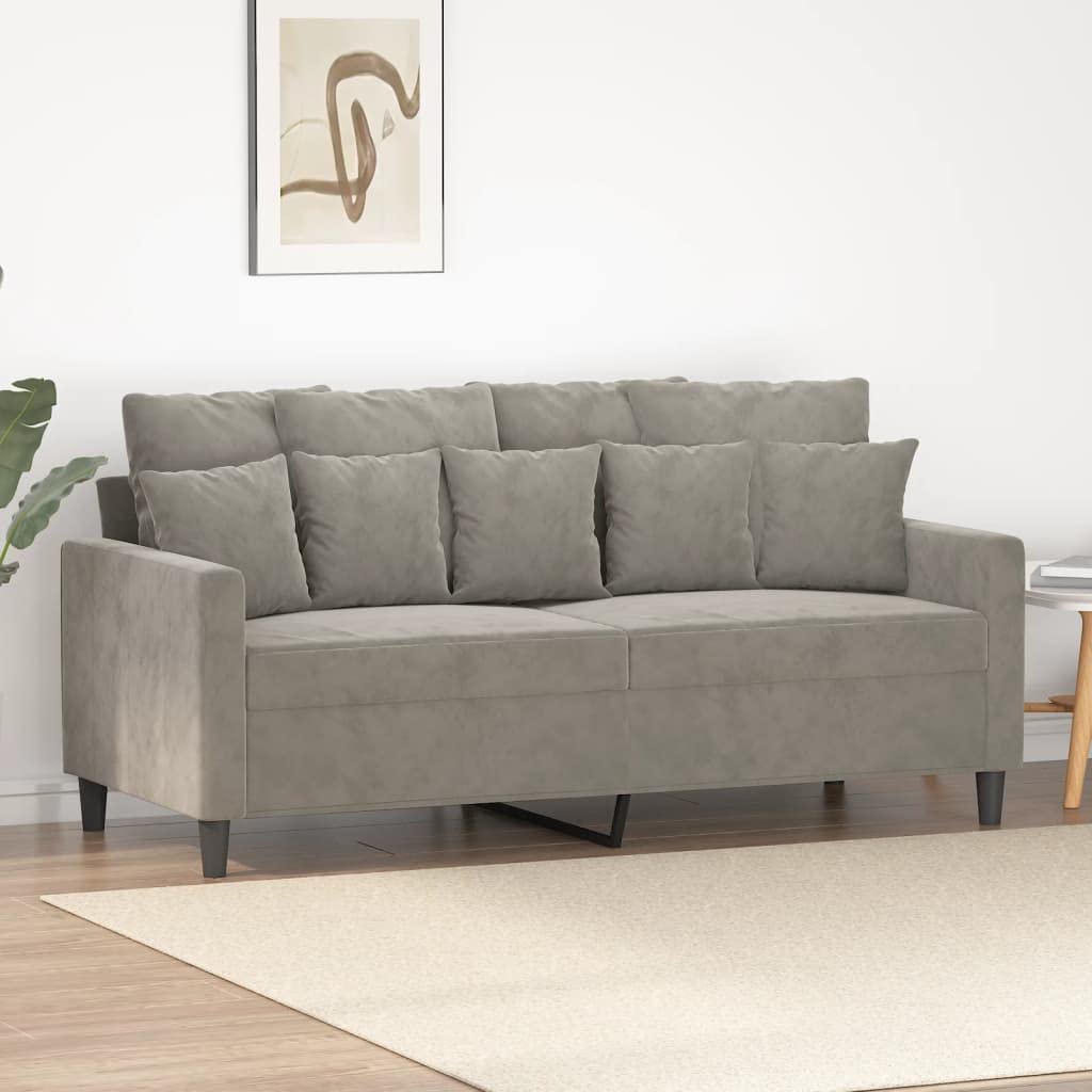 Vidaxl Modern 2-Seater Sofa In Light Gray – 55.1&quot; Width, Velvet Upholstery, Thickly Padded, Easy Assembly, Ideal For Living Room, Lounge, Office