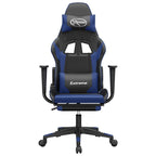 vidaXL Adjustable Gaming Chair with Footrest and Massage Function - Black&Blue Faux Leather