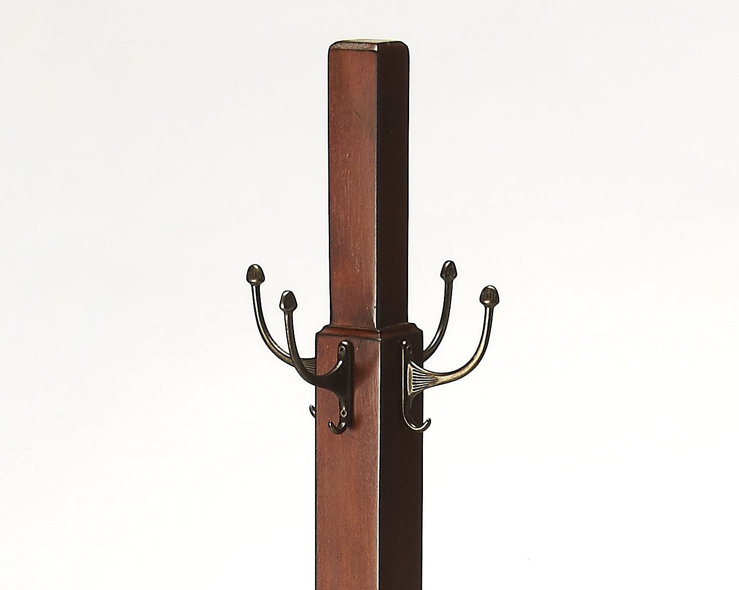 HomeRoots Bayur Wood, Brass Webster Antique Cherry Coat Rack Tree