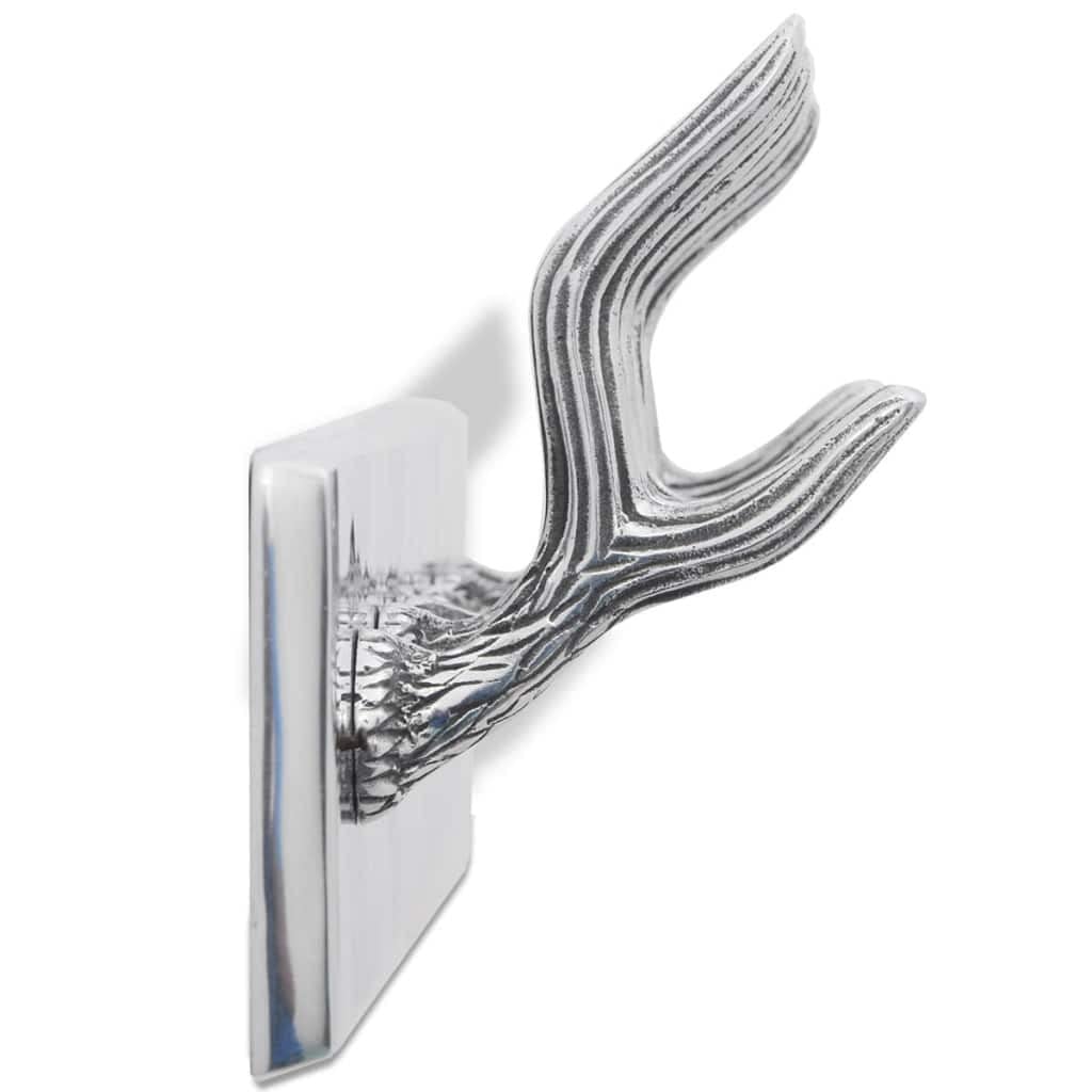 vidaXL 2X Wardrobe Coat Hook Coat Hat Bag Scarf Hanger Clothes Rack Stand Hallway Entryway Furniture Hall Tree Wall-Mounted Silver Aluminum