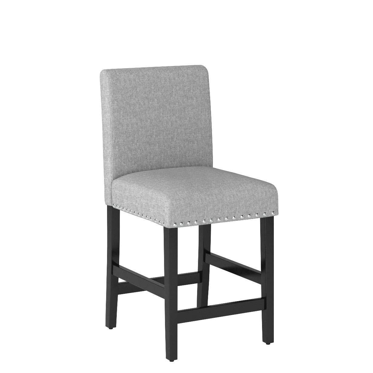 Costway Bar Stools Set Of 4, Upholstered Bar Chairs W/Rubber Wood Legs, Breathable Linen Fabric, High Resilience Sponge, Comfortable Backrest, Padded Seat, For Kitchen Dining Room (Gray, 4)