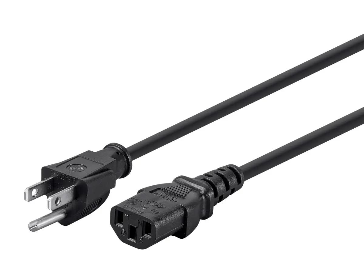 Monoprice Power Cord - NEMA 5-15P to IEC 60320 C13, 18AWG, 10A/1250W, 125V, 3-Prong, 6ft, Black