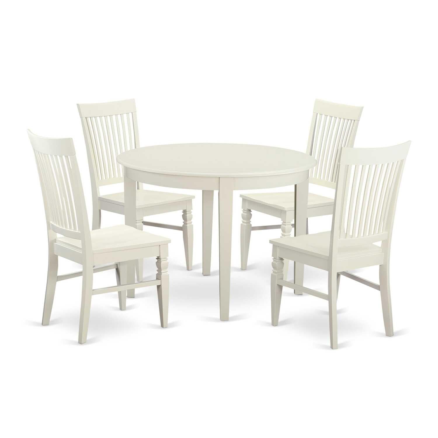 East West Furniture Bowe5-Whi-W 5 Pckitchen Table Set For 4-Table And 4 Dining Chairs