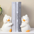 Jarpsiry Cute Hug Ducks Decorative Bookends, Unique Book Ends To Hold Books Creative Resin Book Holder Stopper For Home Office D