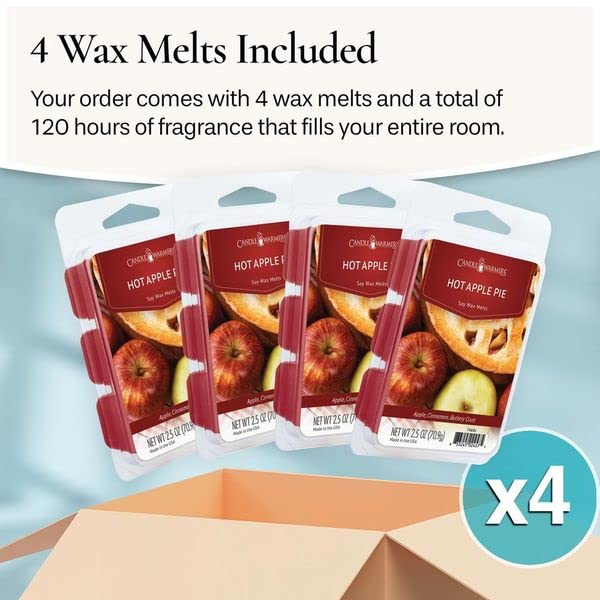 Candle Warmers Etc Classic Wax Melts 2.5Oz, Hot Apple Pie Fragrance (4-Pack) - Each Pack Has X4 2.5 Oz Wax Melts And 30 Hours Of