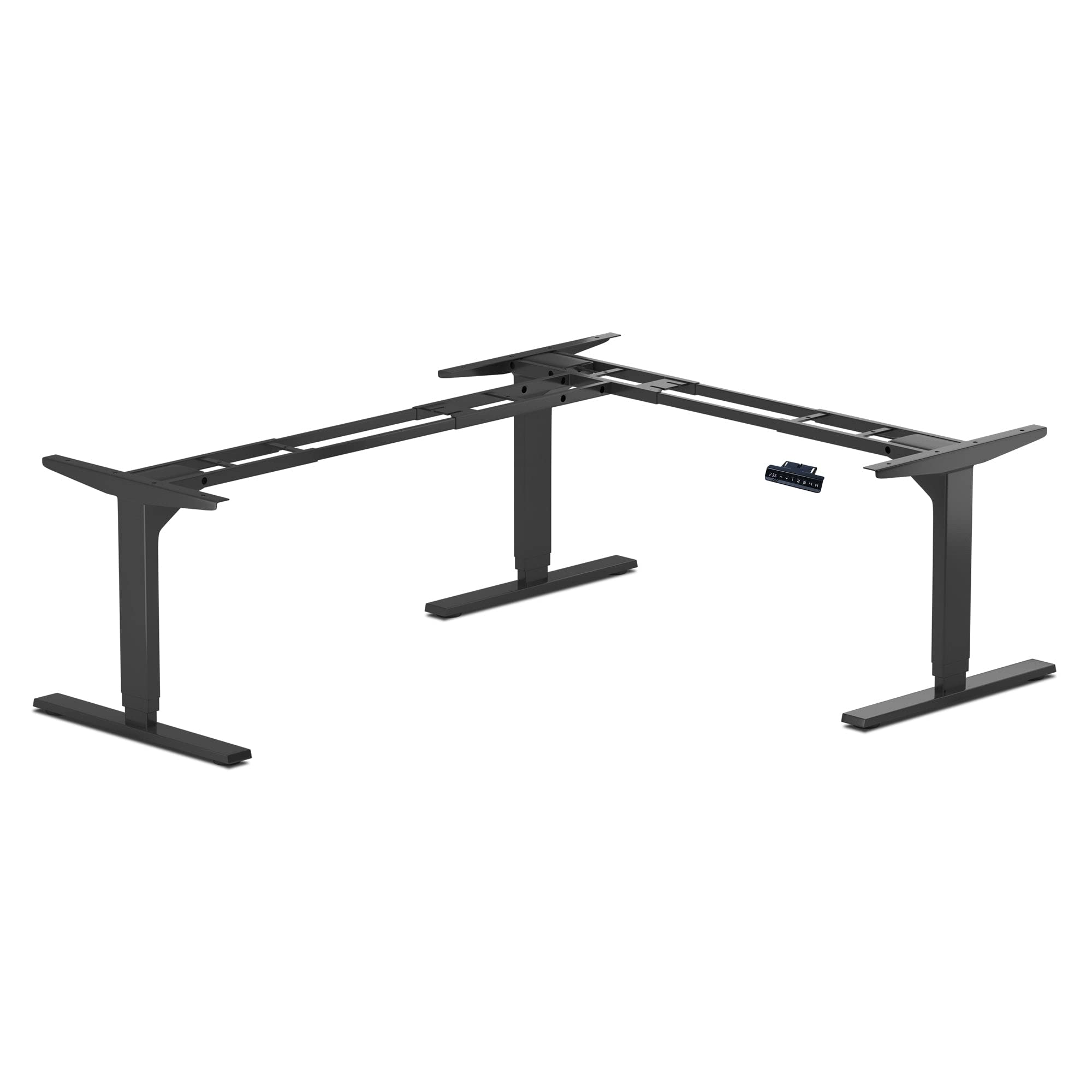 Progressive Automations Standing Desk Corner Frame. Adjustable Height And Width Legs With Triple Electric Motors For Home Office L Shaped Desk Flt-05 Black
