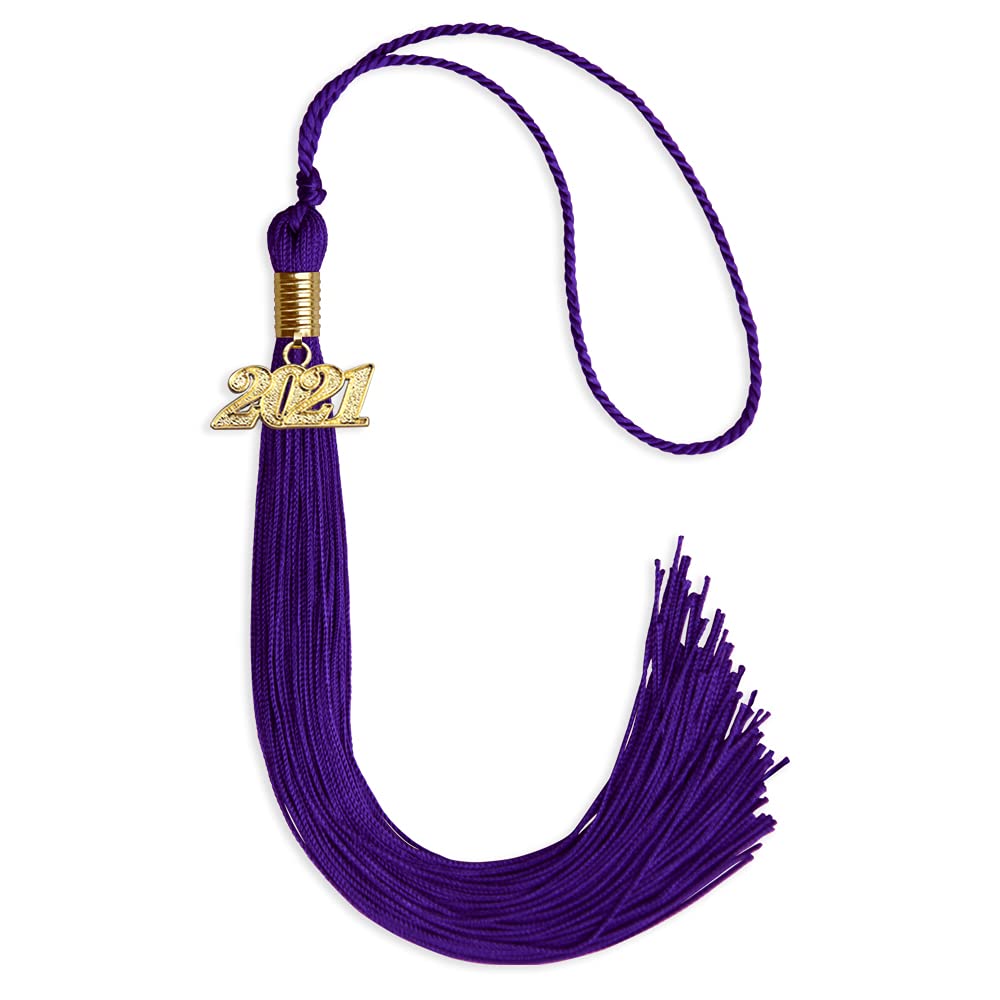 Endea Graduation Single Color Tassel with Gold Date Drop (Purple, 2021)