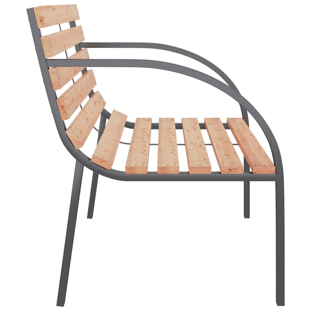 vidaXL Patio Bench - Classic 47.2-inch Wooden and Iron Outdoor Bench with Comfort Backrest and Armrests, Perfect for Garden and Patio