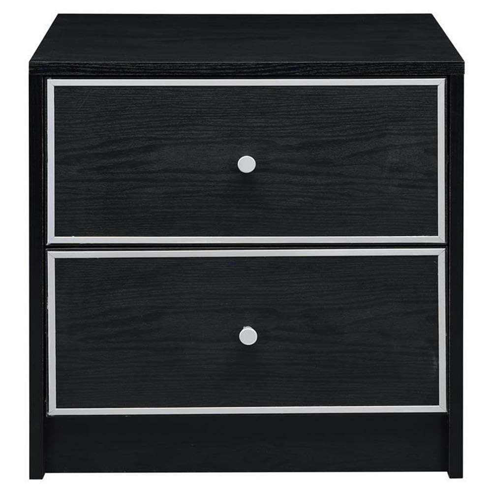 Acme Jabir 2-Drawer Wooden Accent Table in Black and Silver