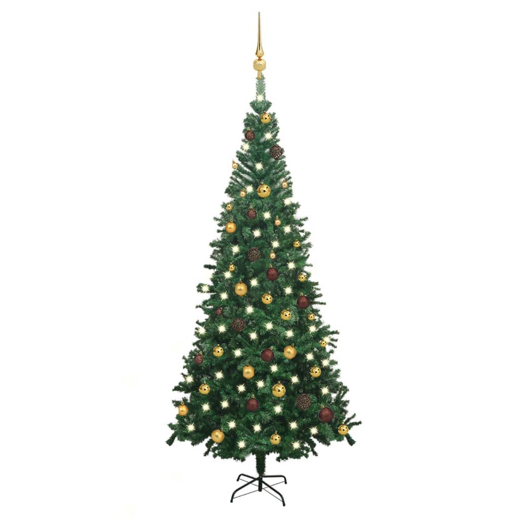 Vidaxl Artificial Pre-Lit Christmas Tree - 94.5&quot; White 300 Leds With Ball Set - Pvc/Steel - Ideal For Home, Office, Store Decoration