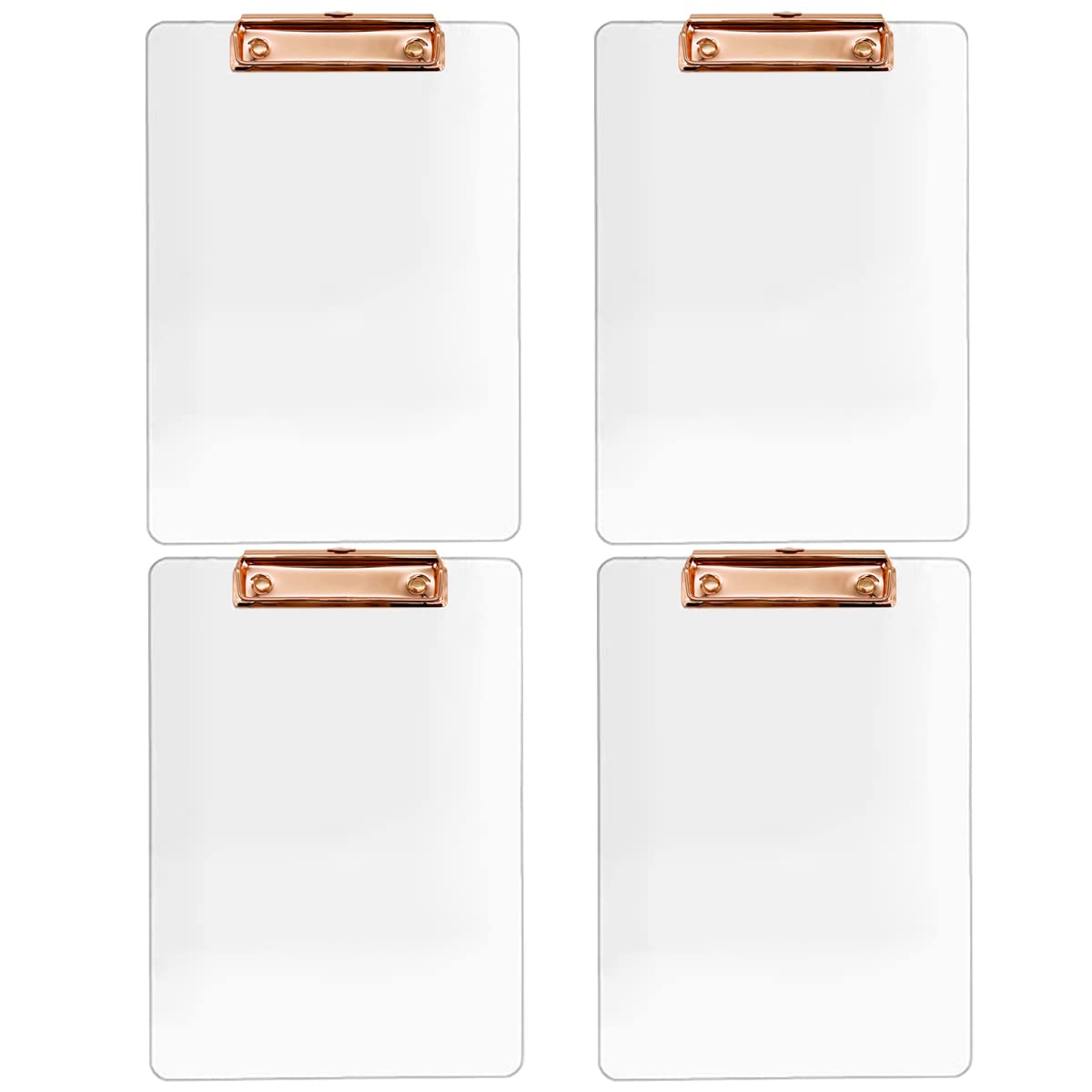 Jiari 4 Pack Clear Acrylic Office Clipboard A4 Letter Size 8.6' X 12.2' (Rose Gold 4 Pack)
