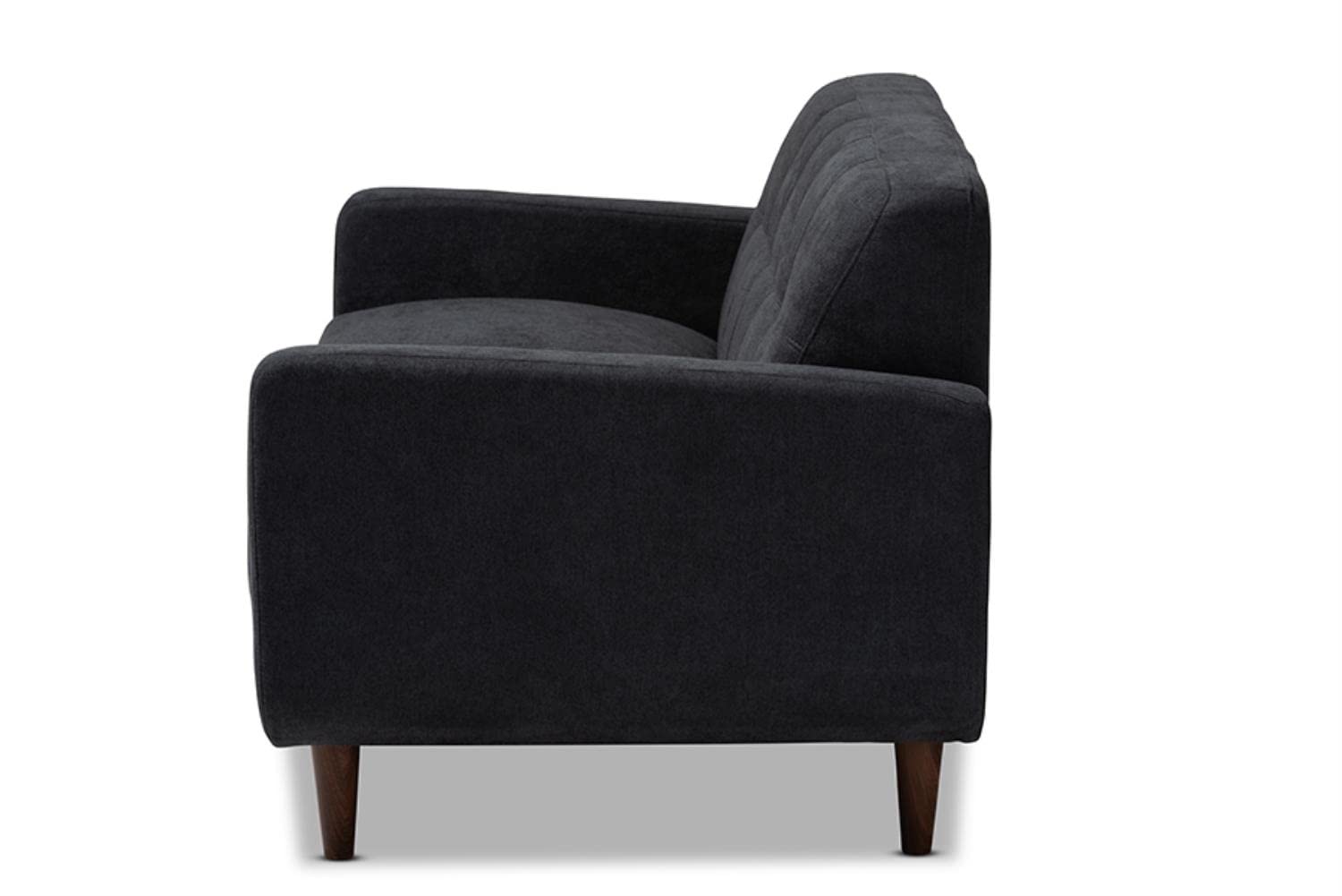 Baxton Studio Allister Mid-Century Modern Dark Grey Fabric Upholstered Loveseat