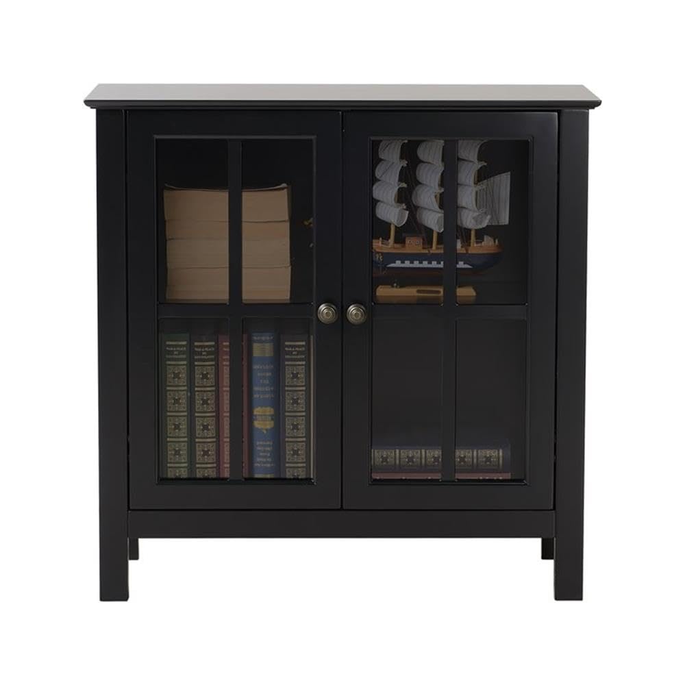 American Furniture Classics 22601 Glass Door Cabinet, Painted Black