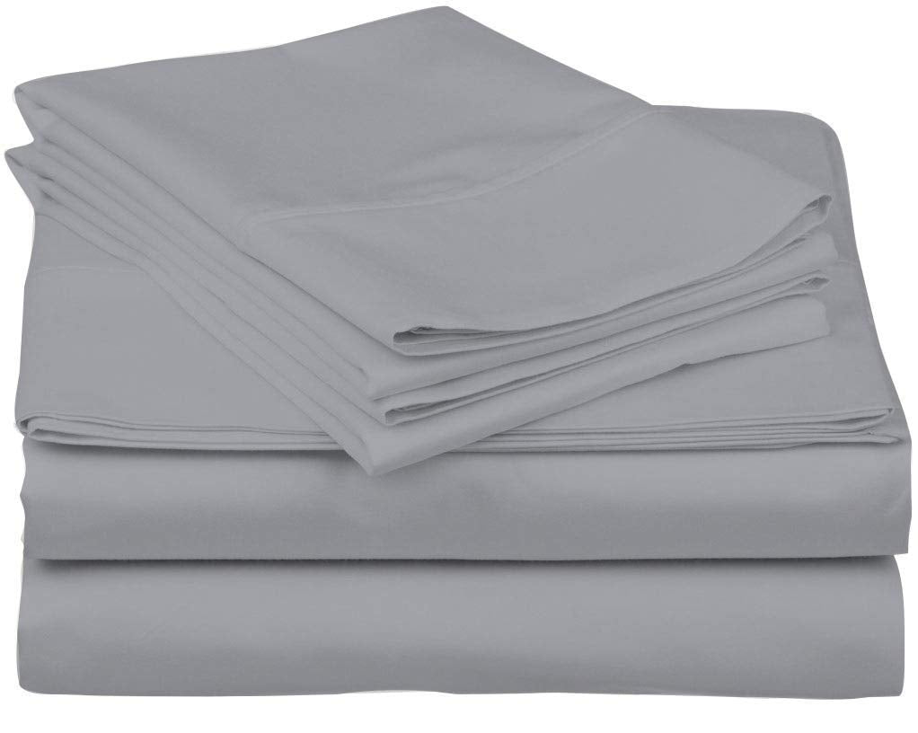 Tribeca Living Bed Sheet Set, Soft Egyptian Cotton Sateen Solid Sheets And Pillowcase Set, Deep Pocket, 600 Thread Count, 6-Piec