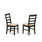 East West Furniture ANPF5-BLK-C 5 Piece Kitchen Table & Chairs Set Includes a Round Dining Room Table with Pedestal and 4 Linen Fabric Upholstered Chairs, 36x36 Inch, Black & Cherry