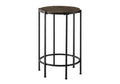 Monarch Specialties I 3756 Accent Table, End, Round, Side Table, Bedroom, Nightstand, Dark Oak, Black Metal